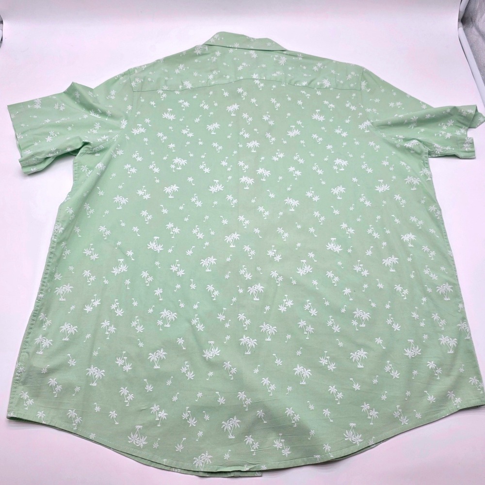 George Mens Palm Tree‎ Print Short Sleeve Button Down Shirt Green XL - Picture 3 of 11